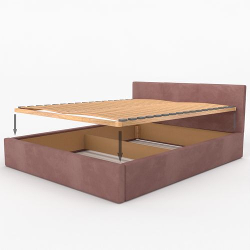 ŁÓŻKO TAPICEROWANE 160x200 ŁÓŻKO PODWÓJNE Z POJEMNIKIEM BRUDNY RÓŻ na Arena.pl