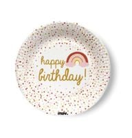 Talerzyki papierowe Boho Happy Birthday 18cm 8szt