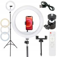 LAMPA PIERŚCIENIOWA LED RING ZE STATYWEM ZDJĘĆ FILMÓW SELFIE MAKIJAŻ 240W