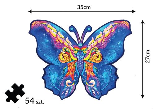 Puzzle Drewniane dla dzieci i dorosłych Motyl 2 w pudełku drewnianym na Arena.pl