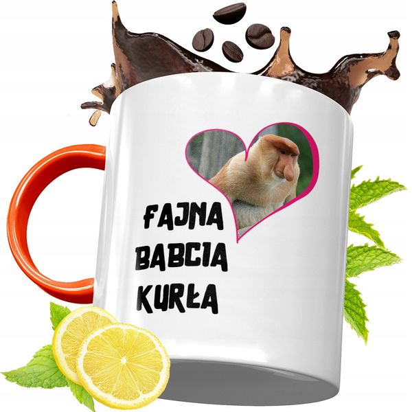Kubek Pomarańczowy Dla Babci Dzień Babci Prezent Z Nadrukiem Ze Zdjęciem zdjęcie 1
