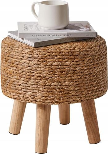 Naturalny Podnóżek Pufa Stołek Taboret Okrągły 32x32cm na Arena.pl