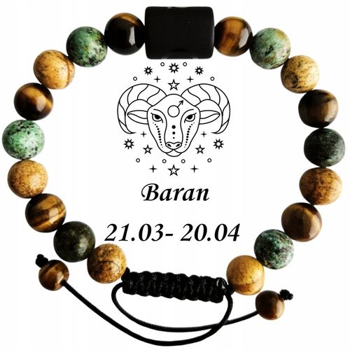 Bransoletka męska, znak zodiaku BARAN, REGULOWANA 17-24cm, Versatile na Arena.pl