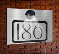 TABLICZKA ADRESOWA oświetlona lampka numer domu 40x30 SREBRNA aluminiowa