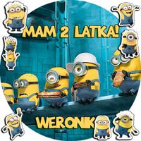 OPŁATEK NA TORT 20CM - MINIONKI BAJKA + IMIĘ + ! 15CM 18CM