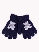 Rękawiczki dziewczęce z misiem 3D granatowe 14 YOCLUB