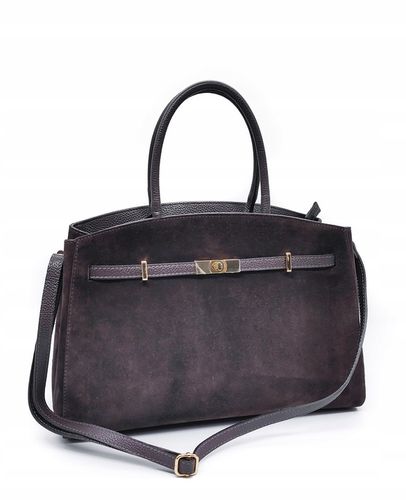 Torebka skóra zamszowa czekoladowa VeraPelle na Arena.pl