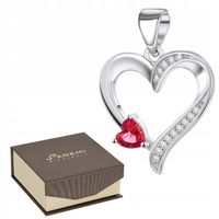 ZAWIESZKA SREBRO 925 SERCE Z RUBINOWĄ CYRKONIĄ SERDUSZKO DLA KOBIETY