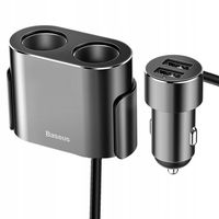 MOCNA ŁADOWARKA SAMOCHODOWA USB ROZGAŁĘŹNIK 2xGNIAZDO ZAPALNICZKI 80W+KABEL