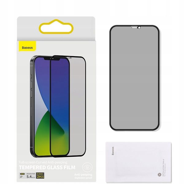 Baseus 2x Szkło Prywatyzujące do iPhone 12 Mini zdjęcie 1