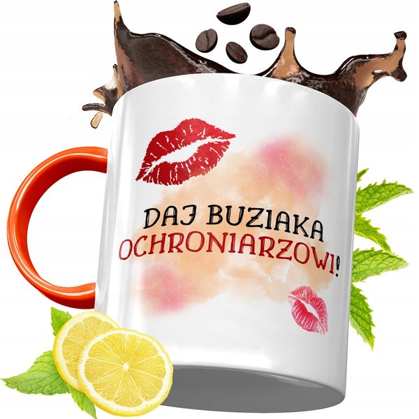 Kubek Pomarańczowy Dla Ochroniarza Prezent Z Nadrukiem Ze Zdjęciem zdjęcie 1