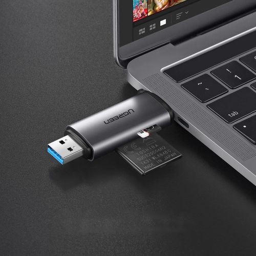 Uniwersalny czytnik kart SD micro SD na USB 3.0 i USB-C 3.0 szary na Arena.pl