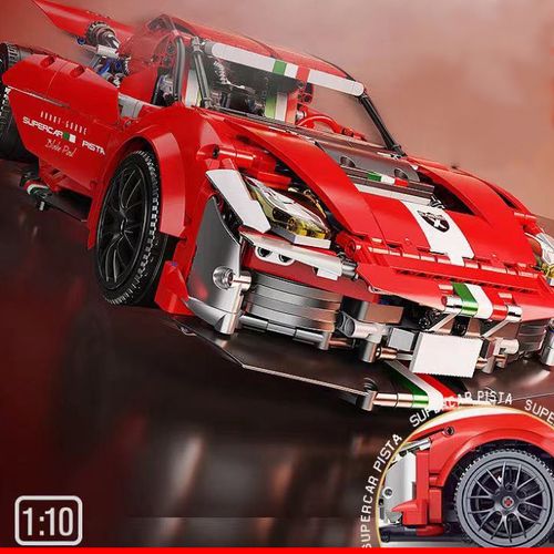 Klocki konstrukcyjne samochód wyścigowy Czerwony 2048 elementów na Arena.pl