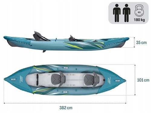 Kajak Dmuchany 2 os. Elite Bestway 65167 Pompka Wiosła Torba MODEL 2024 na Arena.pl