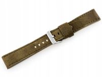 Pasek skórzany do zegarka W48 oliwkowy - 24mm