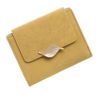 portfel damski skóra pu średni żółty złote ozdoby