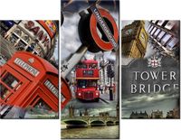 70 90CM OBRAZ 3 ELEM LONDYN ŚCIENNY PŁÓTNO