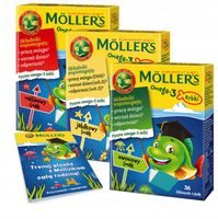 3x Möller's Omega-3 RYBKI ZESTAW żelki 36szt ODPORNOŚĆ dzieci TRAN wit. D3