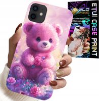 ETUI DO IPHONE 12 - SŁODKI MIŚ NA RÓŻOWYM TLE, CASE + SZKŁO