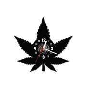 Zegar ścienny z płyty winylowej Liść Konopii 43.5