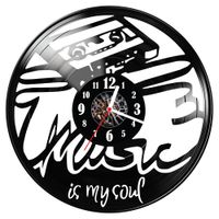 Zegar ścienny z płyty winylowej Music is my soul 1728.14