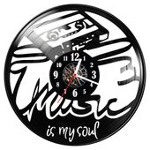 Zegar ścienny z płyty winylowej Music is my soul 1728.14