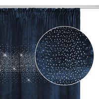 Zasłona gotowa na taśmie Shiny 140x270 welurowa kryształki granatowa