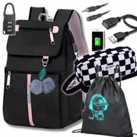 PLECAK SZKOLNY DO SZKOŁY MŁODZIEŻOWY TORNISTER + PIÓRNIK +WOREK ZESTAW USB