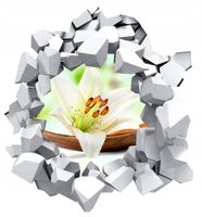 Naklejka samoprzylepna 3D białe kwiaty lilia HIT!