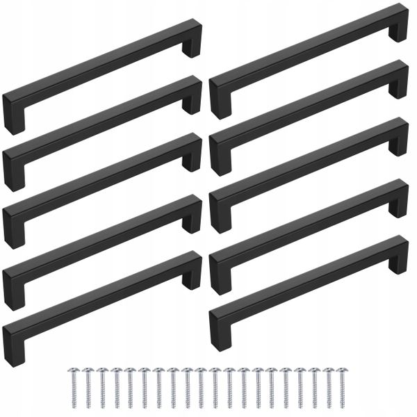 10szt Uchwyt meblowy Kwadrat 160mm czarny mat zdjęcie 1
