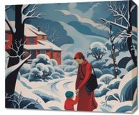 Obraz 70x60cm Matka i Dziecko w Śnieżnej Krainie