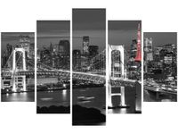 100CM 150CM OBRAZ 5 ELEM TOKYO MOST TĘCZOWY ŚCIENNY