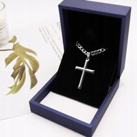 Elegancki ŁAŃCUSZEK z Krzyżykiem Srebrny NASZYJNIK Krzyż Łańcuch + GRATIS