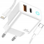 Szybka Ładowarka PD 20W do Telefonu IPHONE 12 13 14 PRO MAX 2x USB QC 3.0