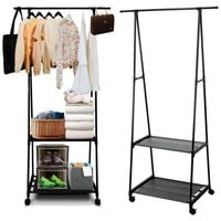 Wieszak Stojący na Ubrania Stojak Półka na Buty Składany