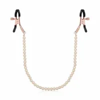 rosy gold pearls - regulowane klamry z dekoracyjnym łańcuszkiem