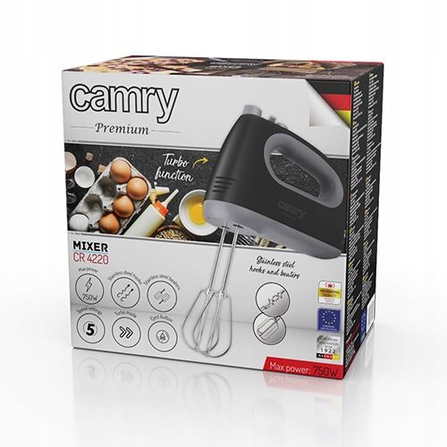 Mikser Ręczny Robot Kuchenny 750W Turbo 5 Prędkości Czarny na Arena.pl