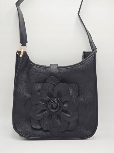 Maxfly - torebka listonoszka skóra ekologiczna kwiat 3D czarny H503 na Arena.pl