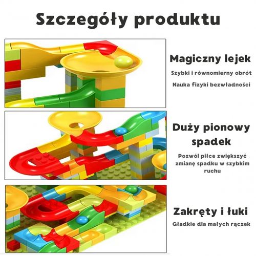 WOOPIE Tor Kulkowy Kulodrom Zjeżdżalnia dla Kulek Konstrukcja 340 el. na Arena.pl