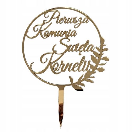 Topper na komunię z imieniem złoty Pierwsza Komunia IMIĘ złote lustro tort na Arena.pl