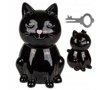 SKARBONKA Ceramiczna KOT Kotek CZARNA KLUCZYK 15CM