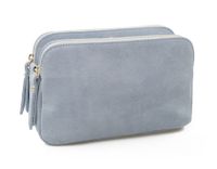 VERA PELLE torebka zamszowa listonoszka z łańcuszkiem V171 j.niebieska