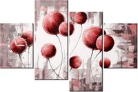 120CM 80CM ZEGAR 4 ELEM ABSTRAKCYJNE DMUCHAWCE CZERWIENI OBRAZ ŚCIENNY
