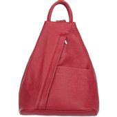 VERA PELLE plecak damski skórzany elegancki trójkątny V509 czerwony