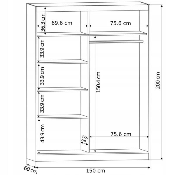 Szafa przesuwna Rivano I 150 cm z lustrem zdjęcie 3