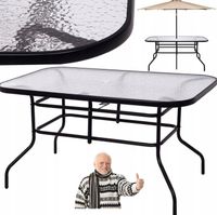 MOCNY STÓŁ OGRODOWY PROSTOKĄTNY TARASOWY SZKALNY ZESTAW OTWÓR NA PARASOL XL
