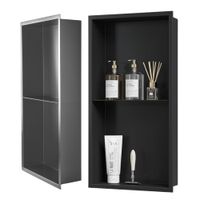 Półka wnękowa 60x30x10cm z półką czarny mat do łazienki