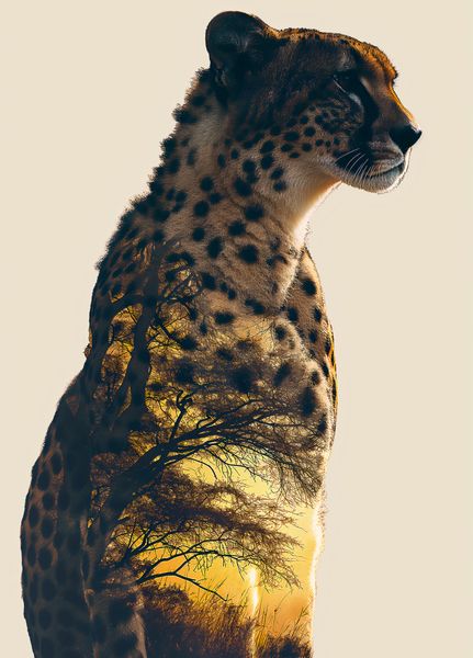 Plakat 39,5x55cm Gepard Duch Sawanny zdjęcie 1