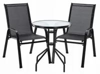 ZESTAW MEBLI OGRODOWYCH GardenLine METAL/ SZARY 2 KRZESŁA, STOLIK