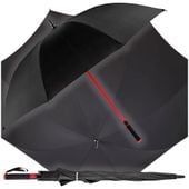 Duży męski parasol czarno-czerwony przeciwdeszczowy mocny